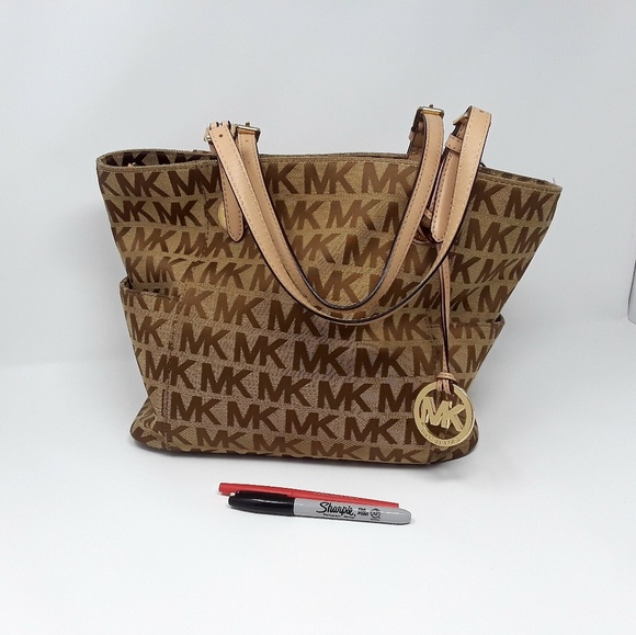 Michael Kors Signature Tote Handbag Khaki - Picture 2 of 8